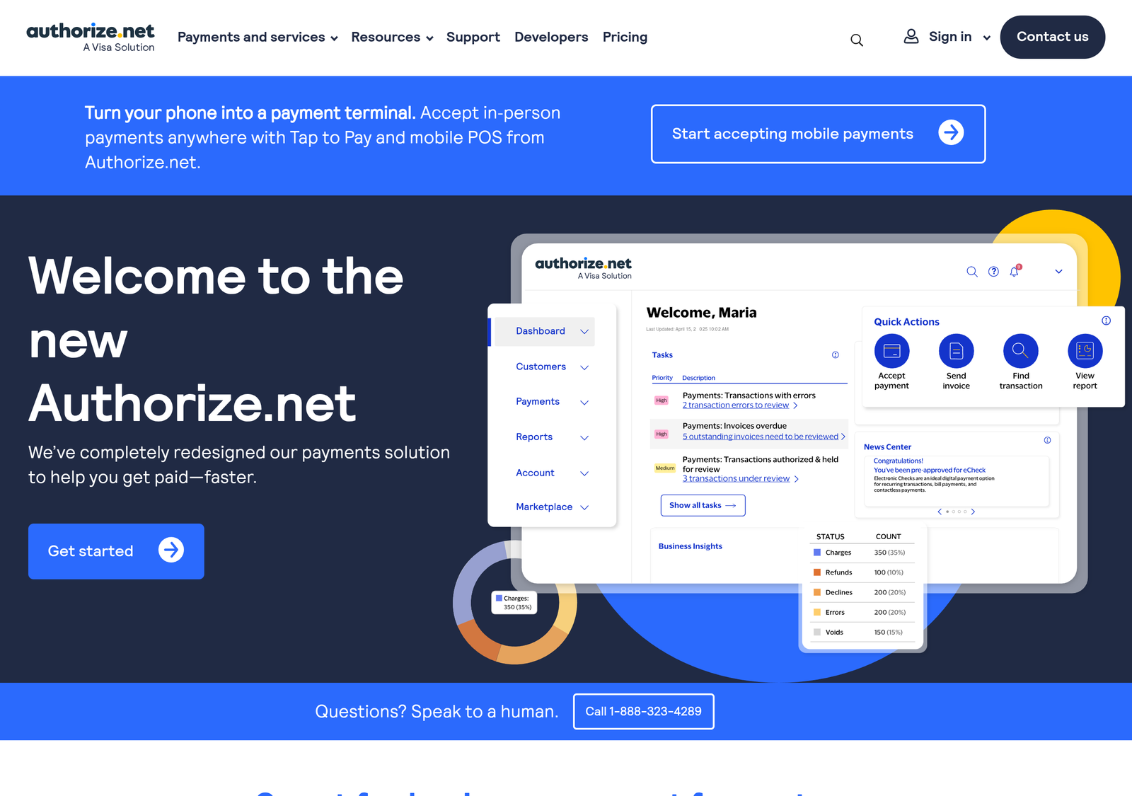 Authorize.net homepage screenshot