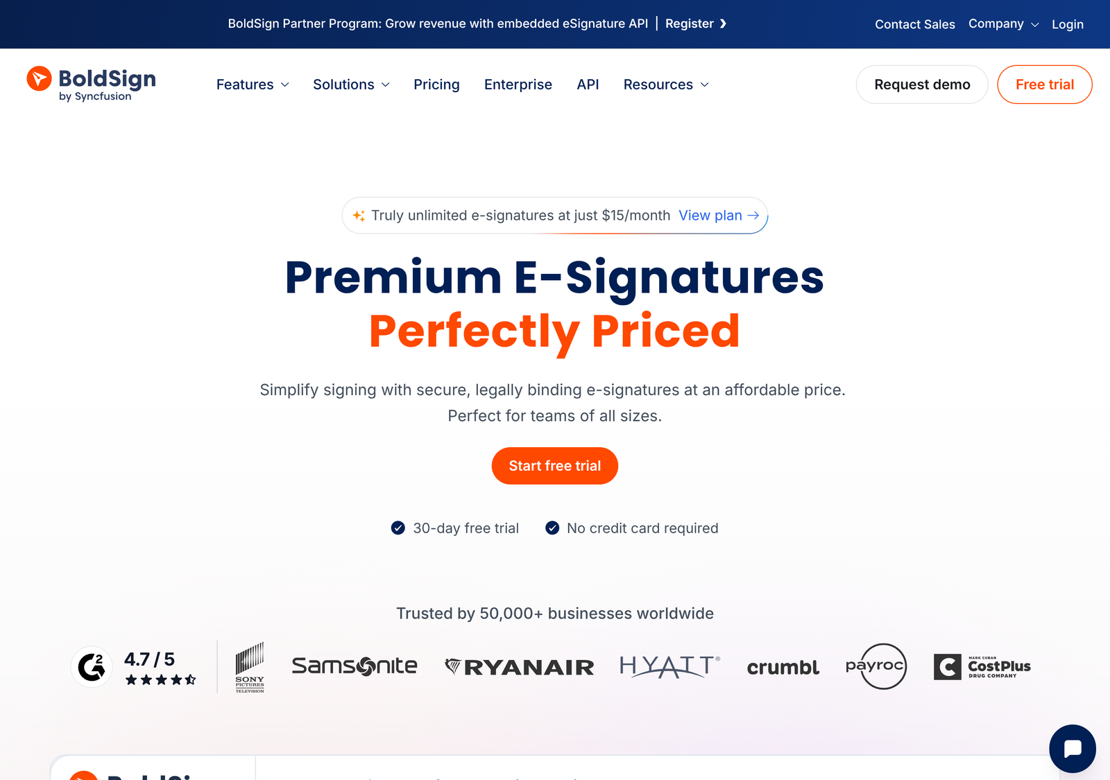 BoldSign homepage screenshot