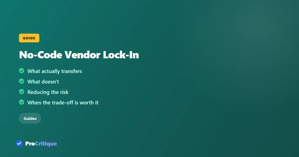 No-Code Vendor Lock-In: What It Actually Means (2026)