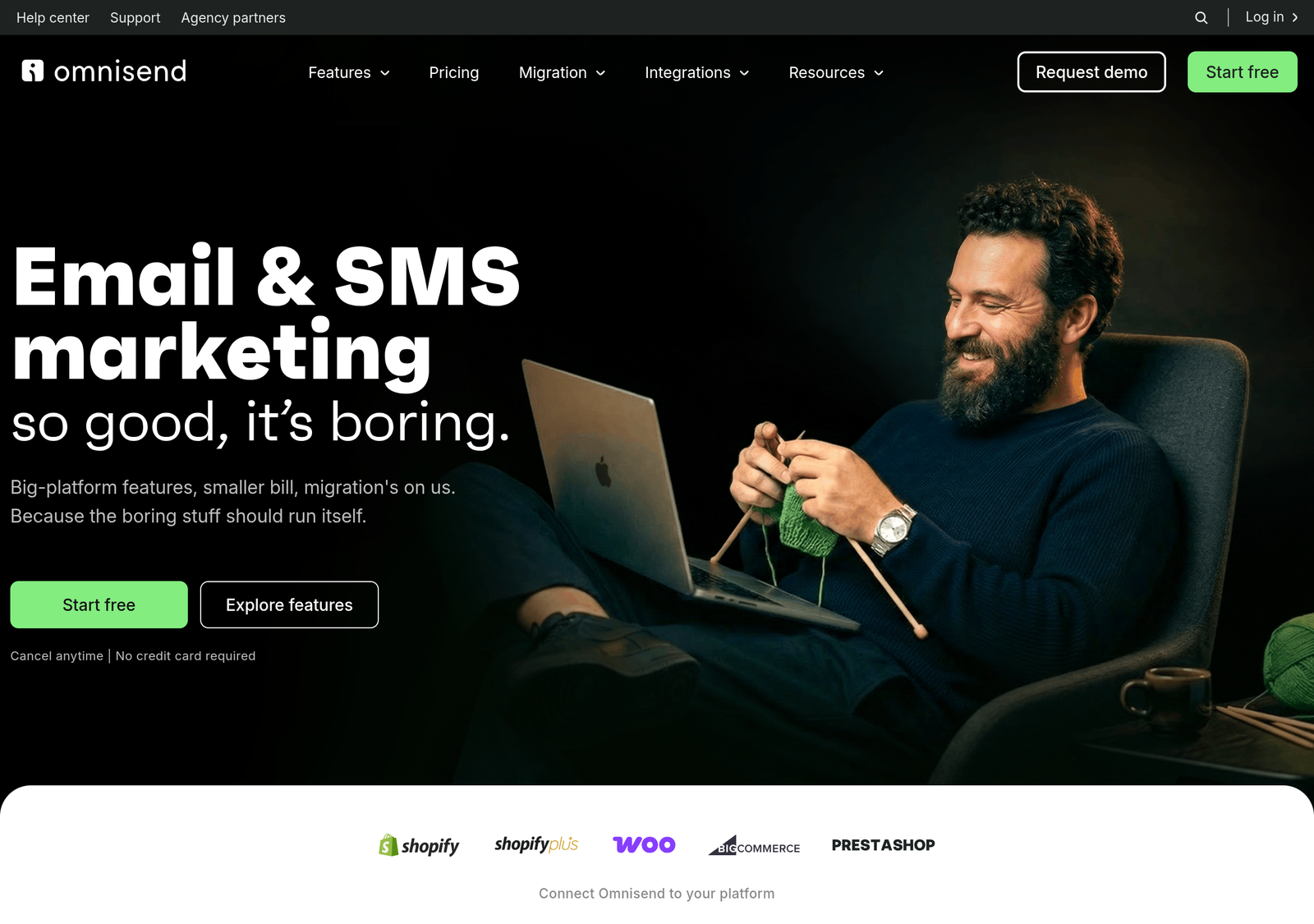 Omnisend homepage screenshot