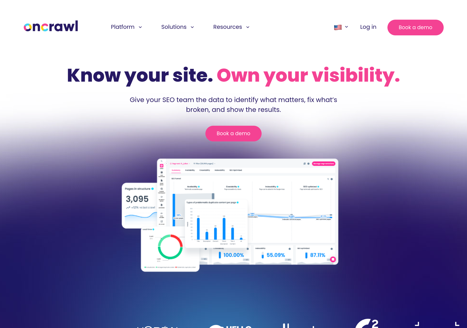 OnCrawl homepage screenshot