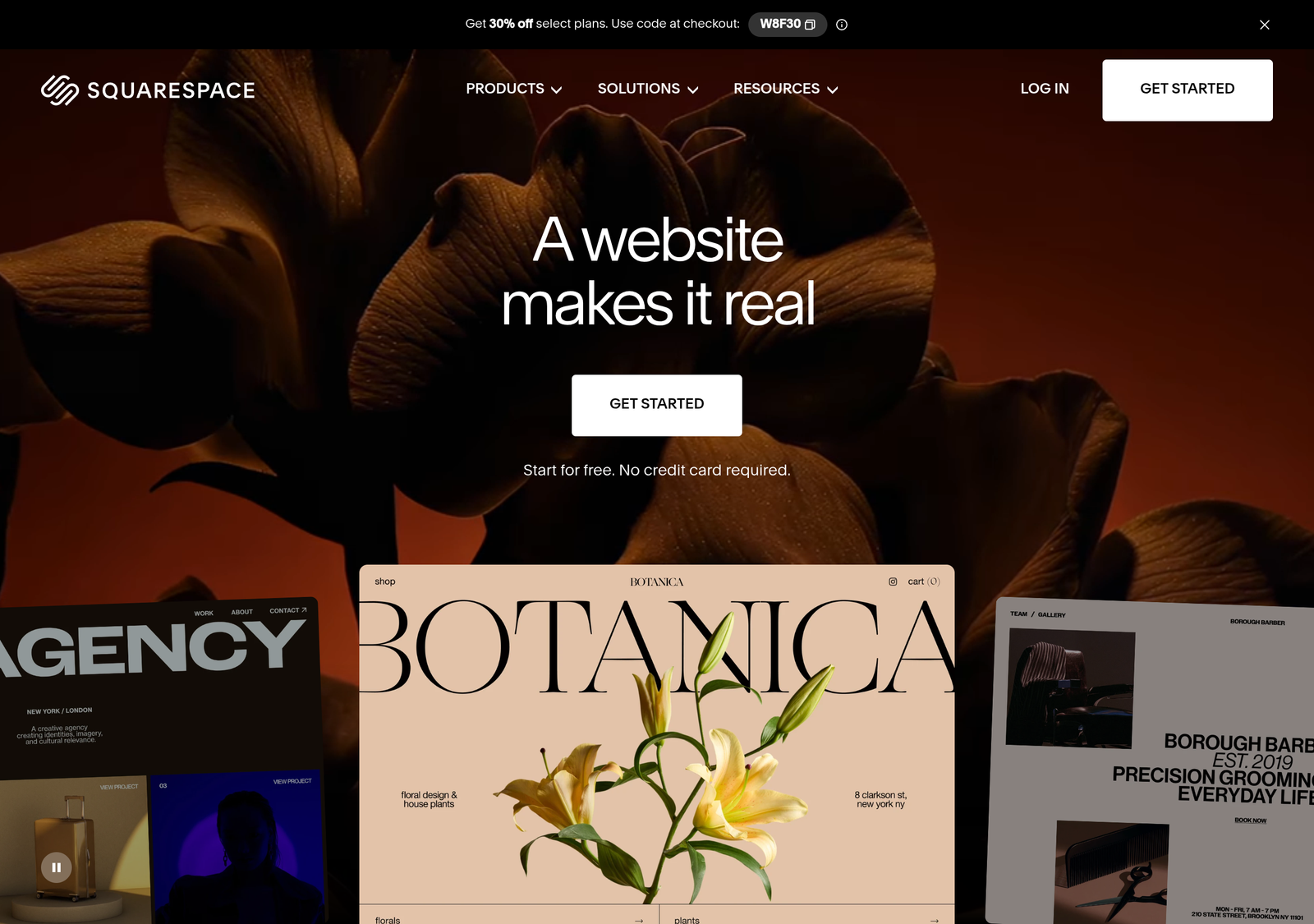 Squarespace homepage screenshot