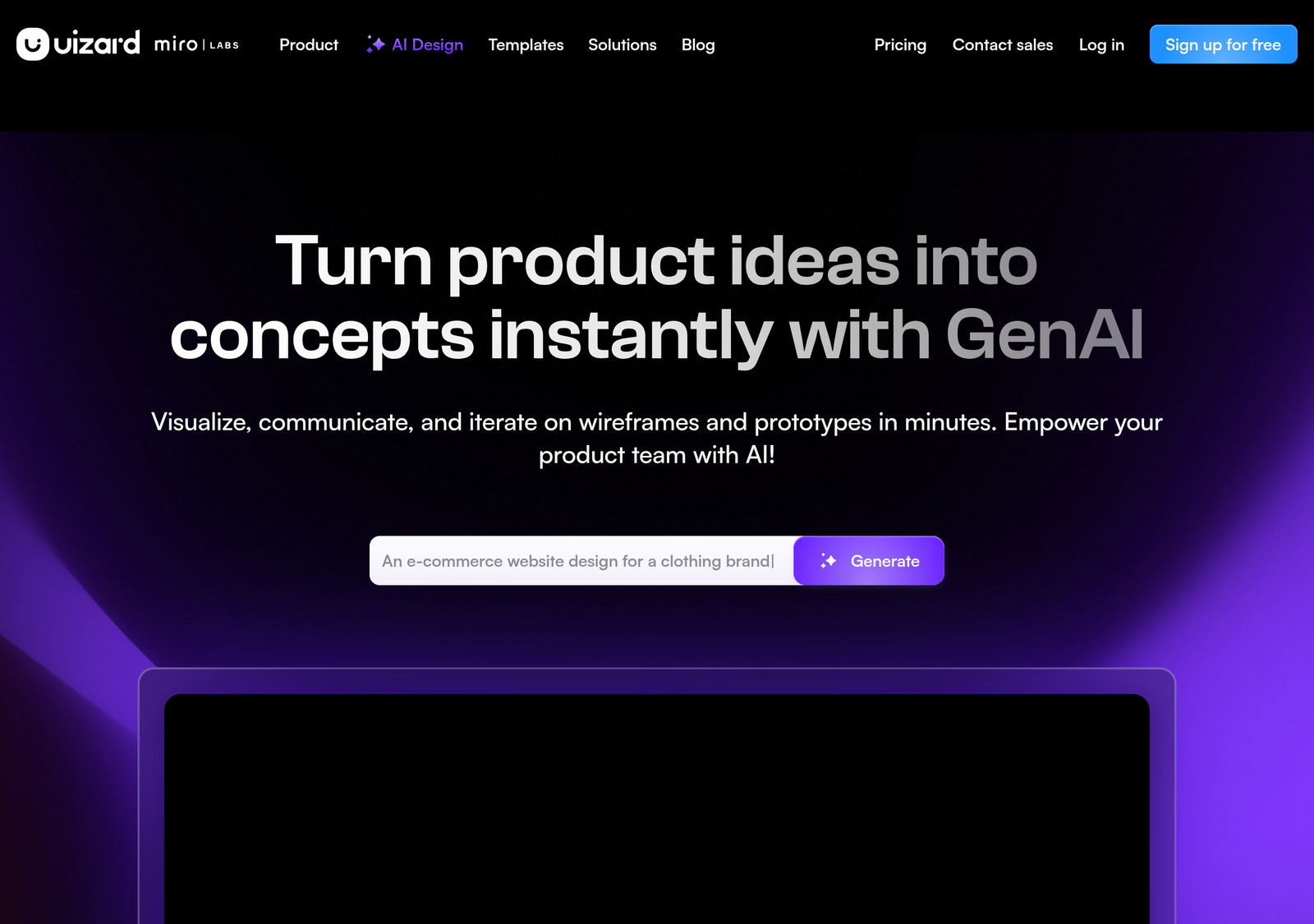 Uizard homepage screenshot