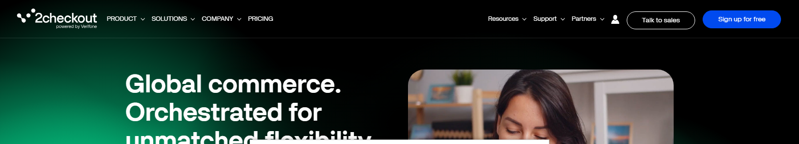2Checkout by Verifone homepage header