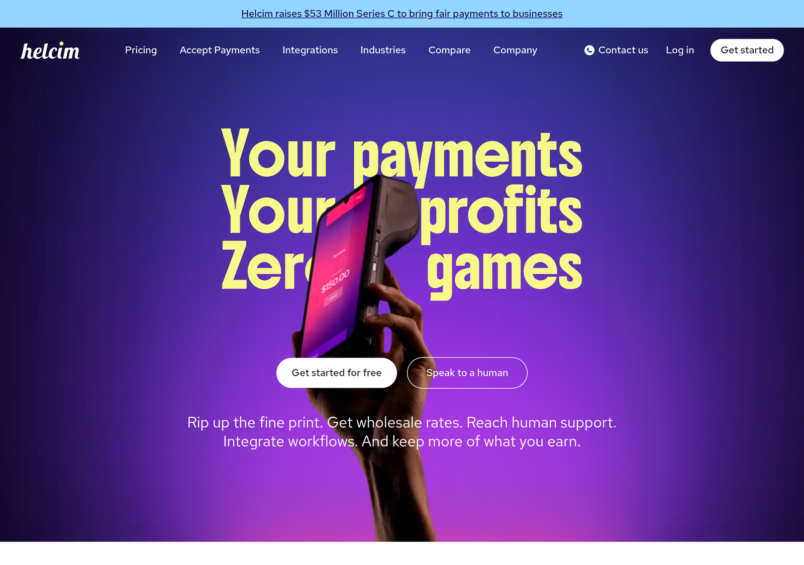 Helcim's homepage