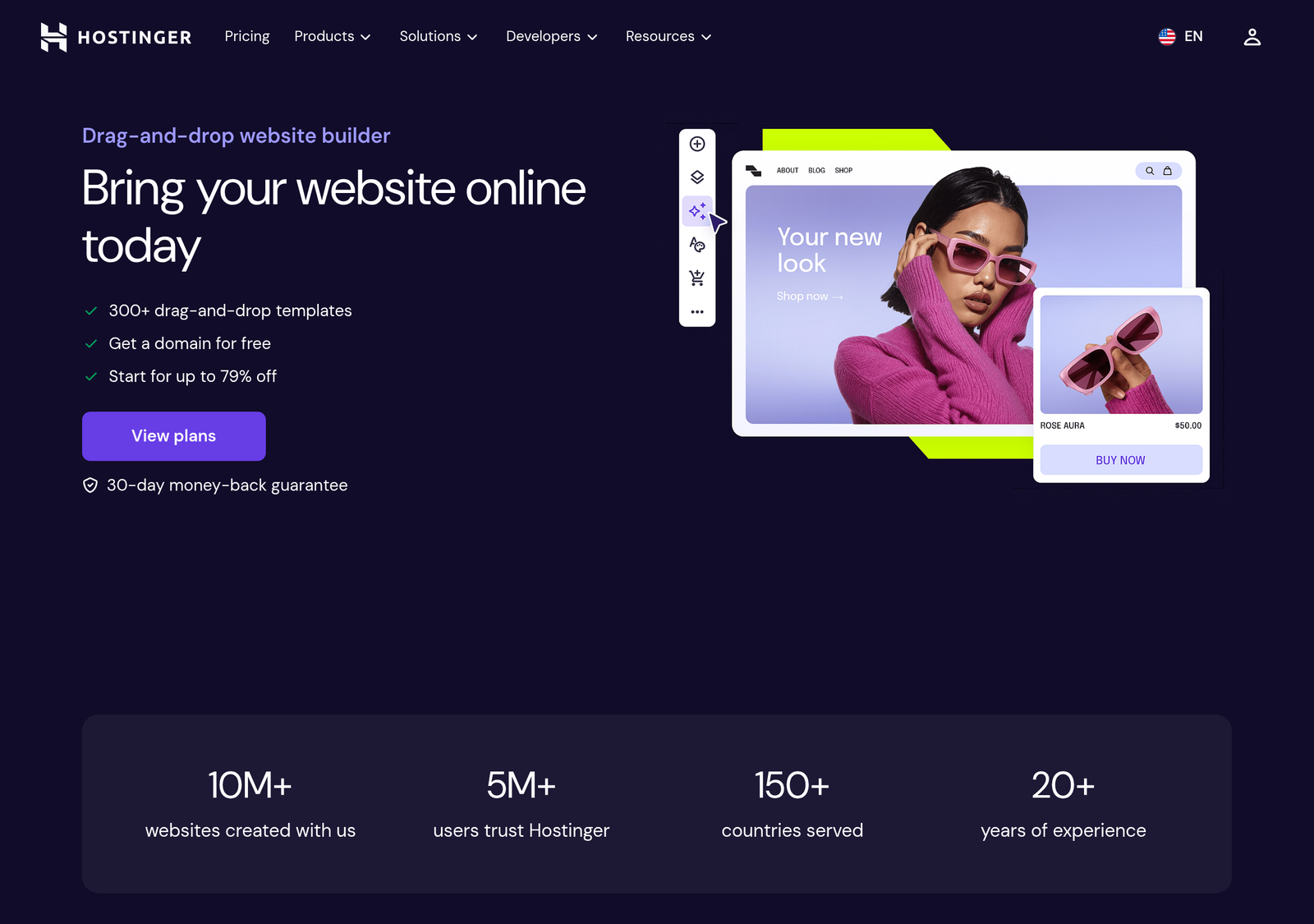 Hostinger Website Builder homepage