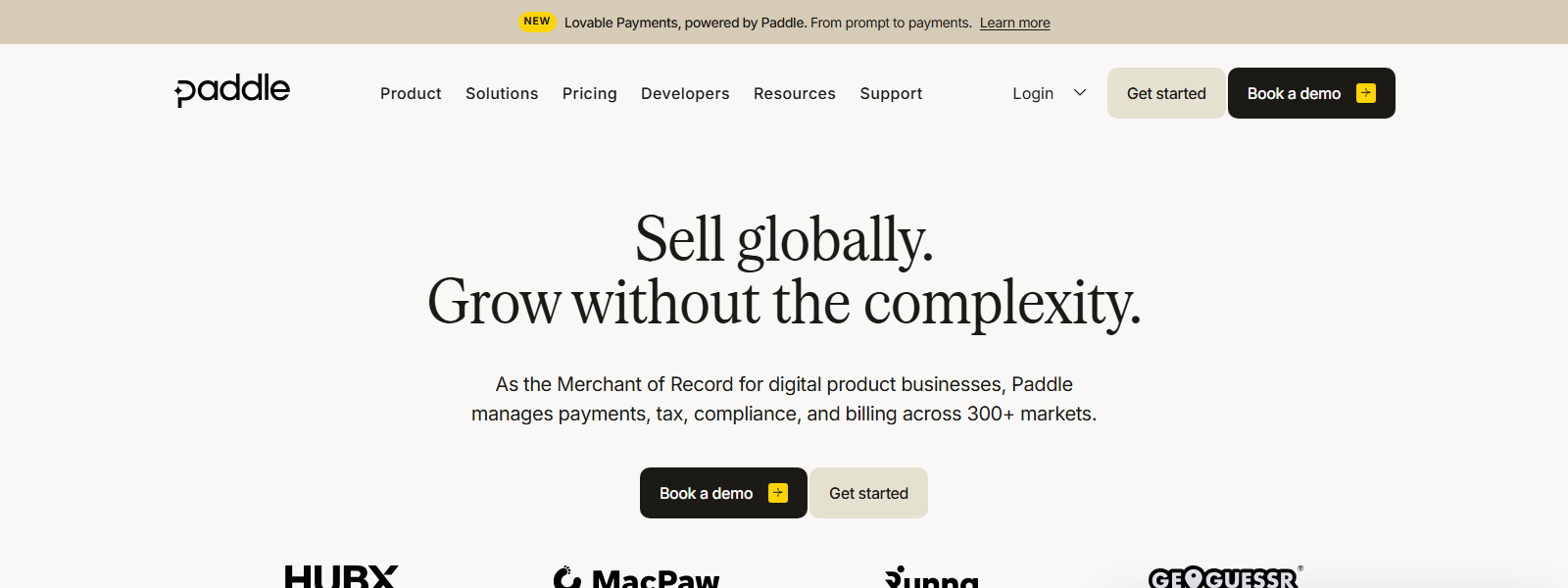 Paddle's homepage