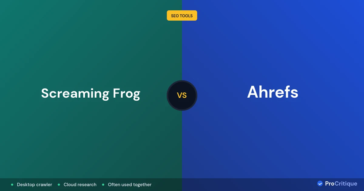 Screaming Frog vs Ahrefs 2026: Two Different Jobs, Not One Choice