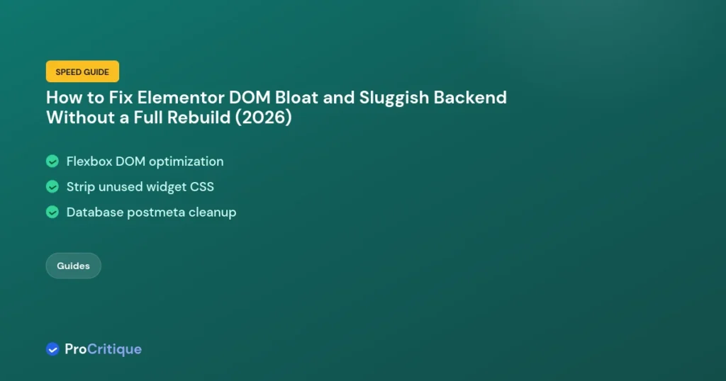 How to Fix Elementor DOM Bloat and Sluggish Backend Without a Full Rebuild (2026)