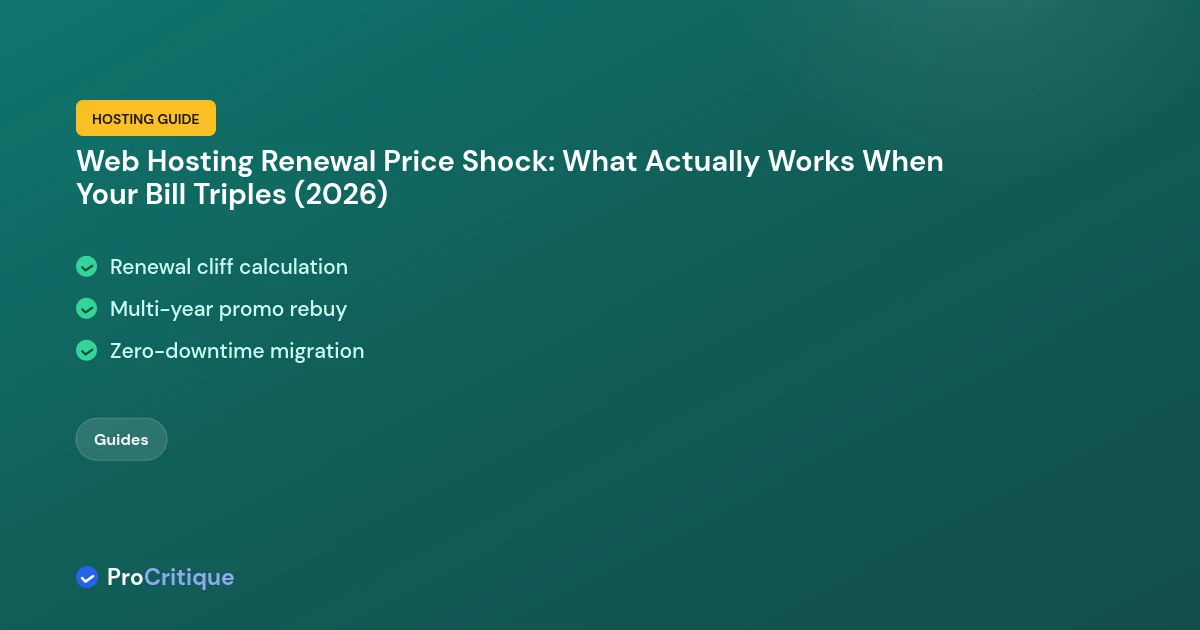 Web Hosting Renewal Price Shock: What Actually Works When Your Bill Triples (2026)
